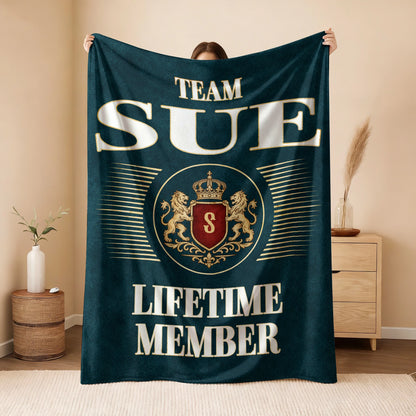 Team Your Name Lifetime Member Sage Green Fleece Blanket SUE 13K1 BK42
