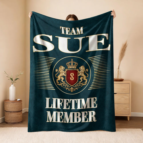 Team Your Name Lifetime Member Sage Green Fleece Blanket SUE 13K1 BK42
