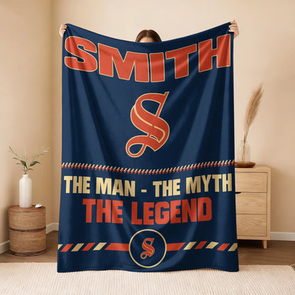 The Man The Myth The Legend Retro Fleece Blanket SMITH 13K1 BK53