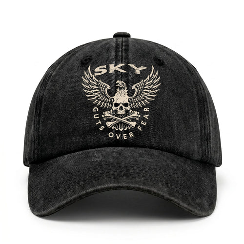 Your Name Guts Over Fear With Eagle And Skull Washed Cap SKY 13K1 C75PF