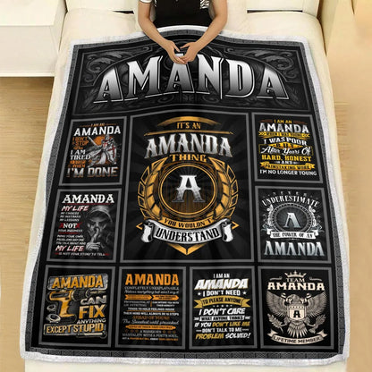 AMANDA Personalized Blanket | Custom Name Cozy Throw Gift 13K1-BK2