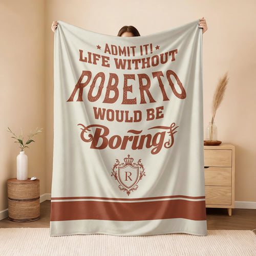 Life Without Your Name Would Be Boring Cream Terracotta Blanket ROBERTO 13K1 BK24
