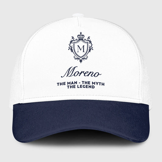 The Man The Myth The Legend Blue And White Baseball Mesh Cap MORENO 13K1 C186PF