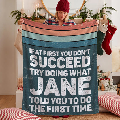 If At First You Don’t Succeed Retro Green Fleece Blanket JANE 13K1 BK29