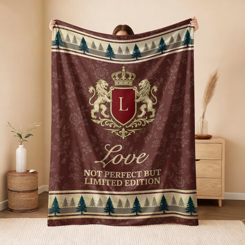 Not Perfect But Limited Edition Burgundy Pine Tree Fleece Blanket LOVE 13K1 BK41