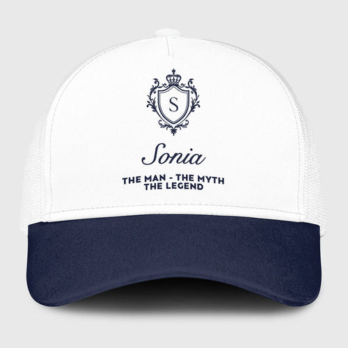 The Man The Myth The Legend Blue And White Baseball Mesh Cap SONIA 13K1 C186PF