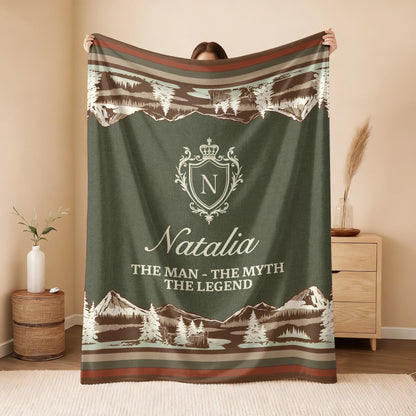 The Man The Myth The Legend Deer In Forest Brown Fleece Blanket NATALIA 13K1 BK10