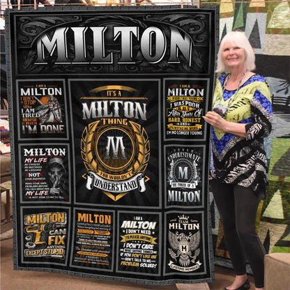 MILTON Personalized Blanket | Custom Name Cozy Throw Gift 13K3-BK2