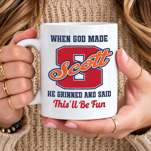 When God Made Your Name Personalized Baseball Mug SCOTT 13K1 MG07
