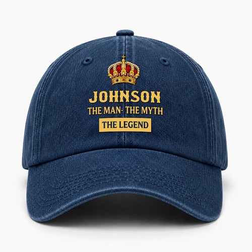 The Man The Myth The Legend King Crown Washed Cap JOHNSON 13K1 C146PF
