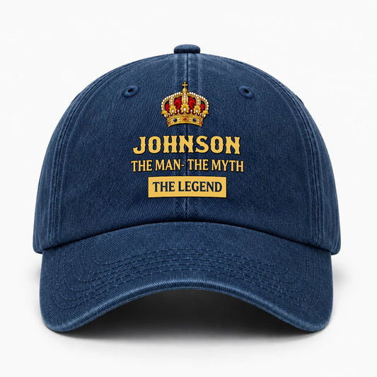 The Man The Myth The Legend King Crown Washed Cap JOHNSON 13K1 C146PF