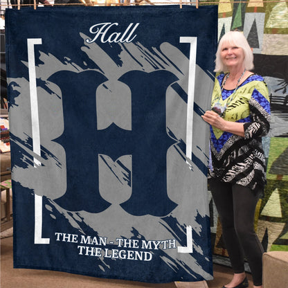 The Man The Myth The Legend Navy Baseball Fleece Blanket HALL 13K1 BK17