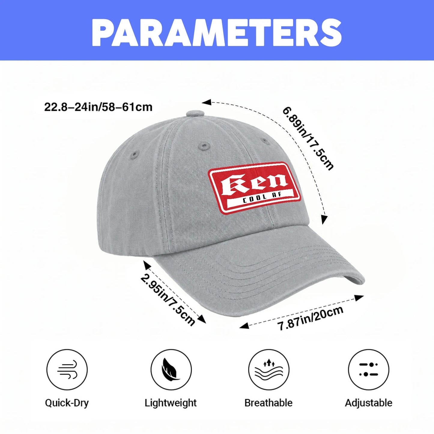 Your Name Cool Af Red Logo Funny Washed Cap KEN 13K1 C79PF