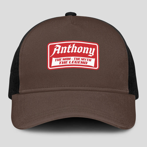 The Man The Myth The Legend Red Logo Brown Mesh Cap ANTHONY 13K1 C203PF
