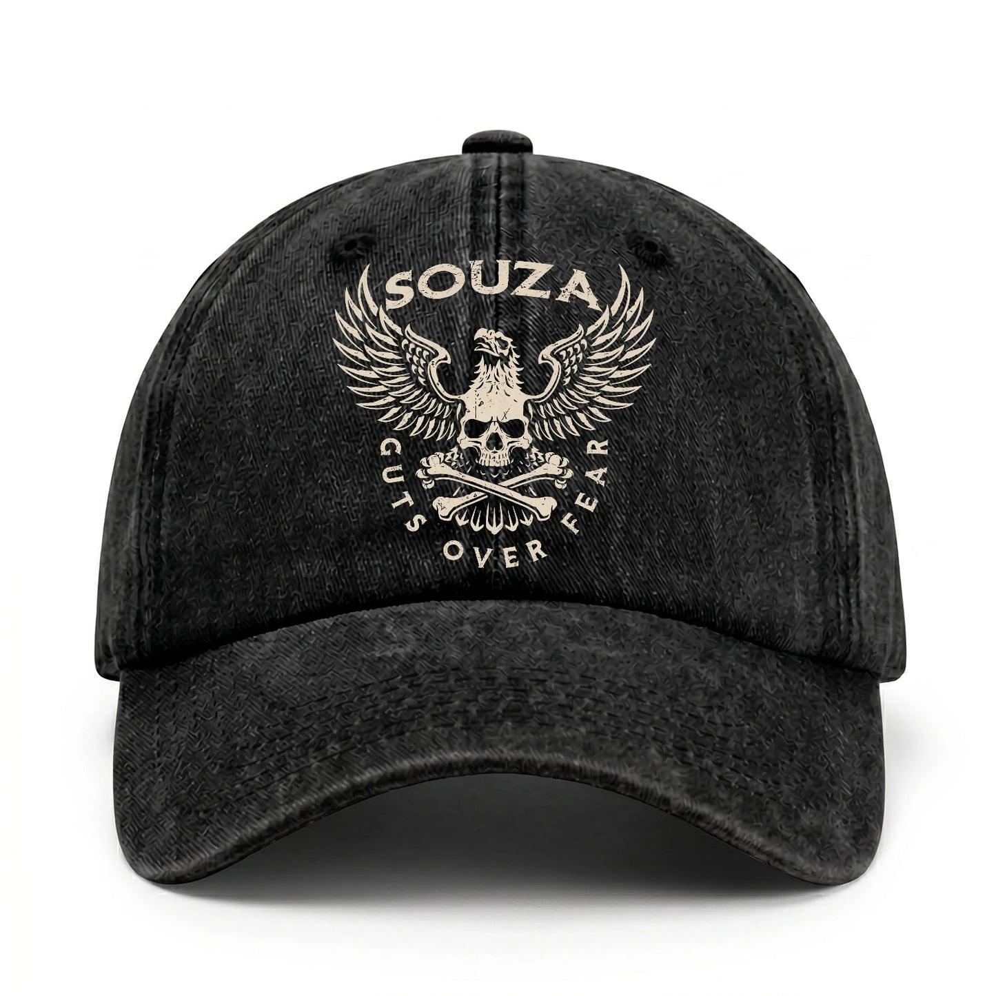 Your Name Guts Over Fear With Eagle And Skull Washed Cap SOUZA 13K1 C75PF
