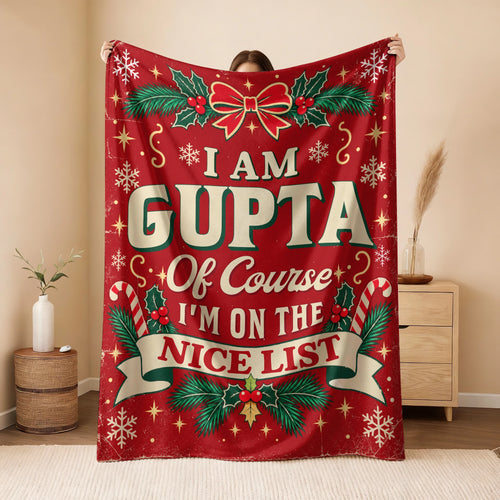 I'm Name Of Course I'm On The Nice List Christmas Fleece Blanket GUPTA 13K1 BK56