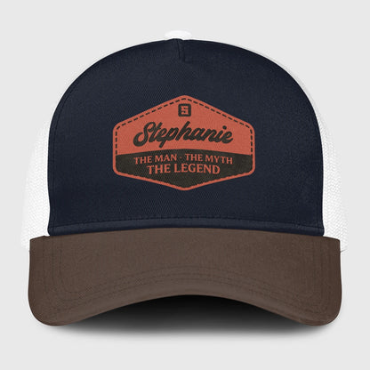 The Man The Myth The Legend Navy And Brown Mesh Cap STEPHANIE 13K1 C188PF