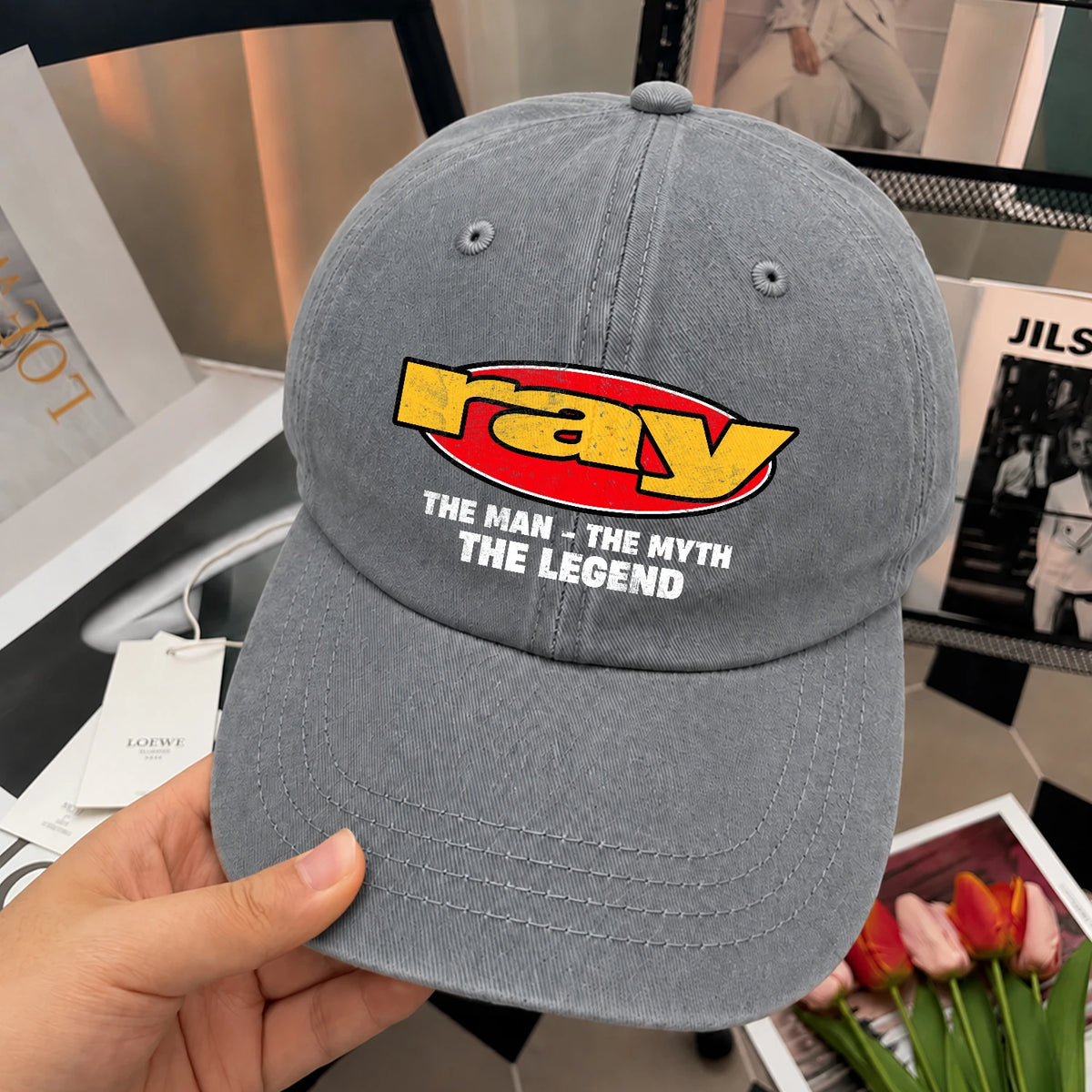 The Man The Myth The Legend Vintage Logo Washed Cap RAY 13K1 C162PF