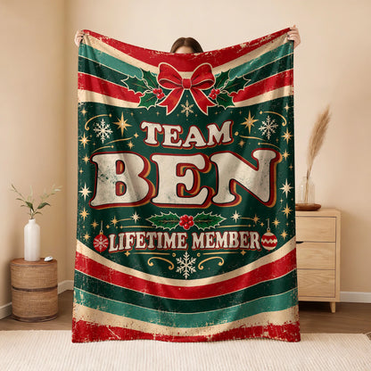 Team Your Name Lifetime Member Christmas Fleece Blanket BEN 13K1 BK52