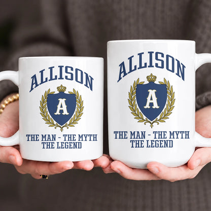The Man The Myth The Legend Blue And Yellow Logo Mug ALLISON 13K1 MG24