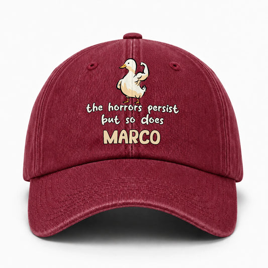 The Horrors Persist But So Does Your Name Funny Goose Burgundy Washed Cap MARCO 13K1 C126PF