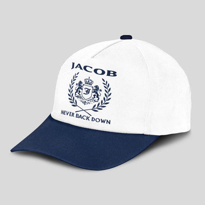 Never Back Down Blue And White Cap JACOB 13K1 C59PF