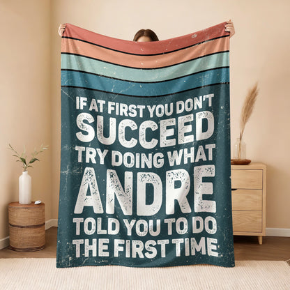 If At First You Don’t Succeed Retro Green Fleece Blanket ANDRE 13K1 BK29