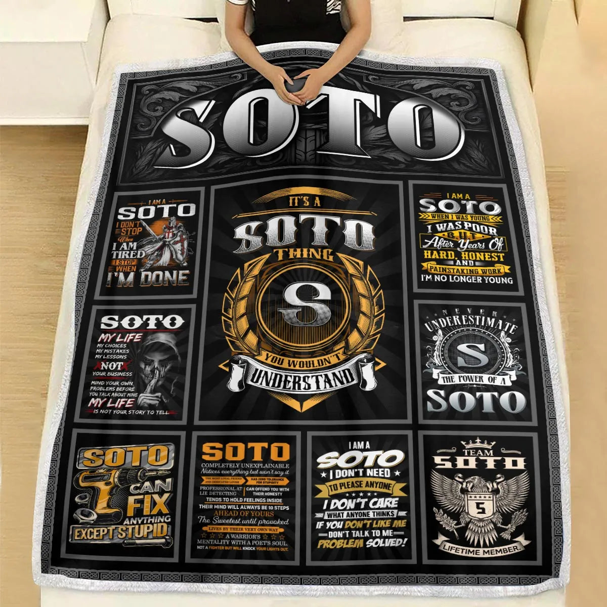 SOTO Personalized Blanket | Custom Name Cozy Throw Gift 13K2-BK2