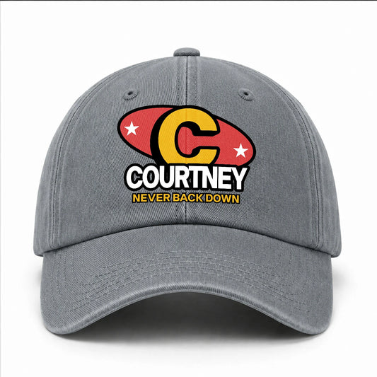 Never Back Down With Your Name And Initial Letter Washed Cap COURTNEY 13K1 C82PF