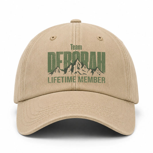 Team Your Name Lifetime Member Mountain Cap DEBORAH 13K1 C58PF