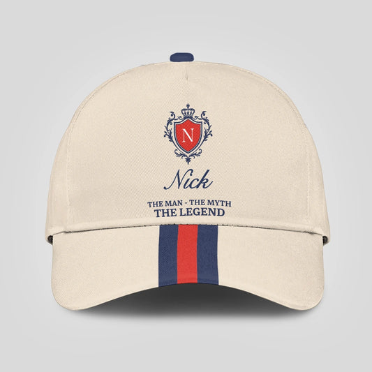 The Man The Myth The Legend Blue And Red Striped Cap NICK 13K1 C117PF