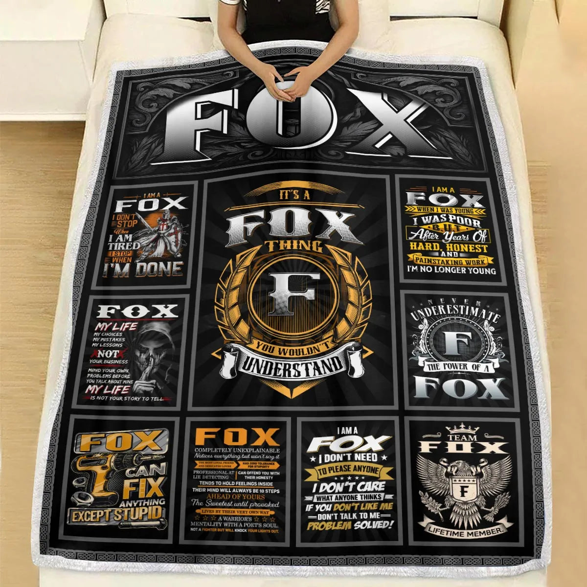 FOX Personalized Blanket | Custom Name Cozy Throw Gift 13K2-BK2