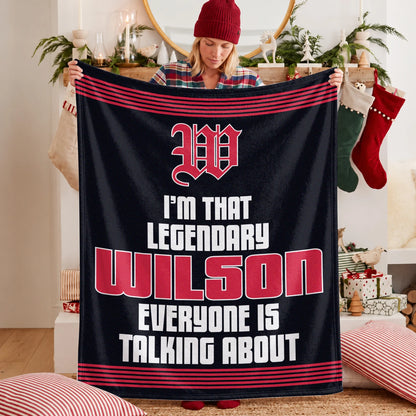 I'm That Legendary Name Dark Red Fleece Blanket WILSON 13K1 BK48