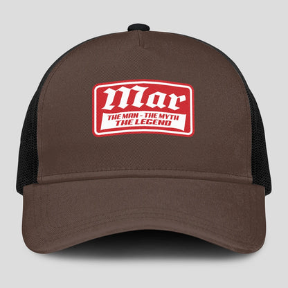 The Man The Myth The Legend Red Logo Brown Mesh Cap MAR 13K1 C203PF