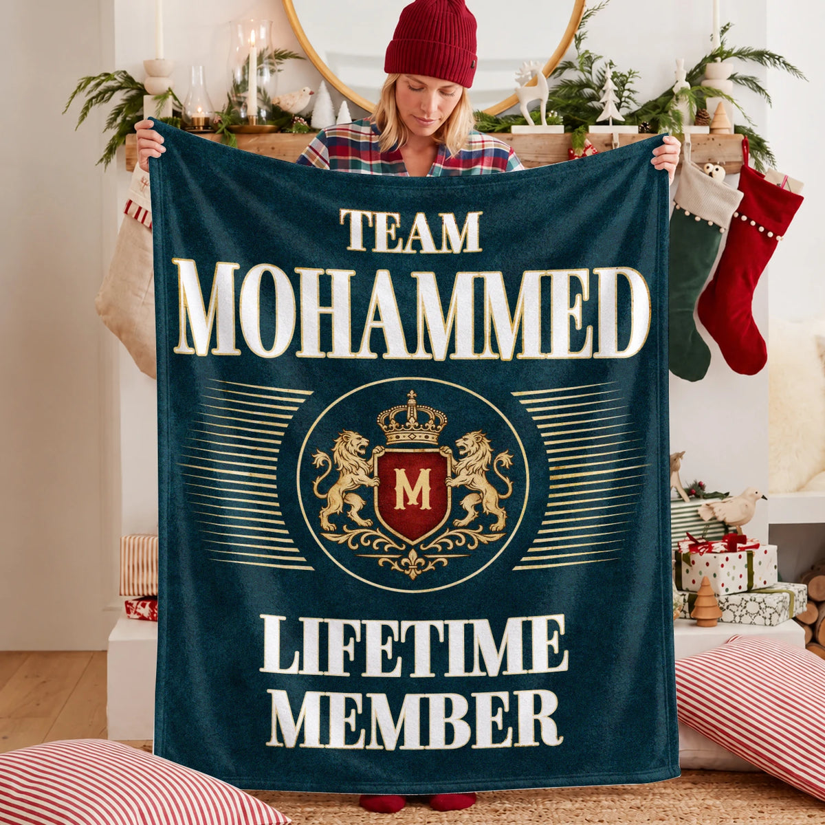 Team Your Name Lifetime Member Sage Green Fleece Blanket MOHAMMED 13K1 BK42