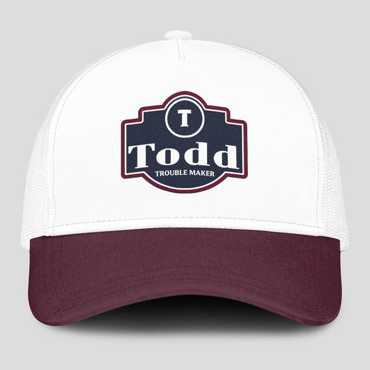 Trouble Maker Burgundy And White Funny Mesh Cap TODD 13K1 C201PF
