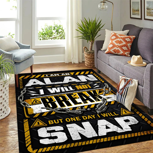 ALAN Motivational Rug – Black & Yellow Quote Carpet for Living Room 13K1-AR1