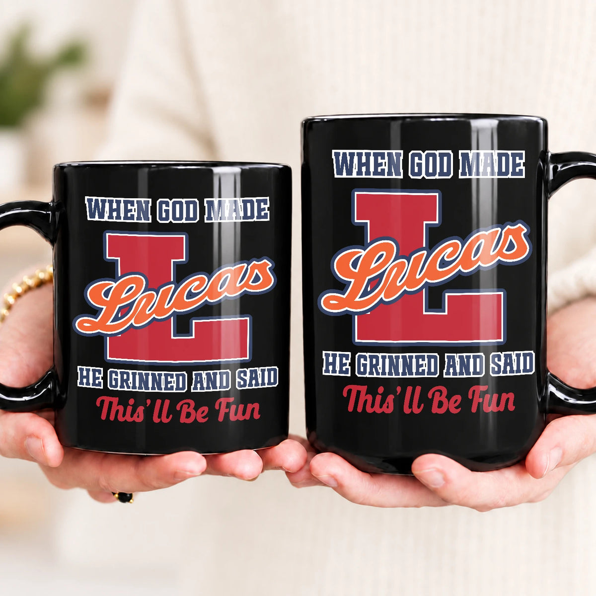 When God Made Your Name Personalized Baseball Mug LUCAS 13K1 MG07