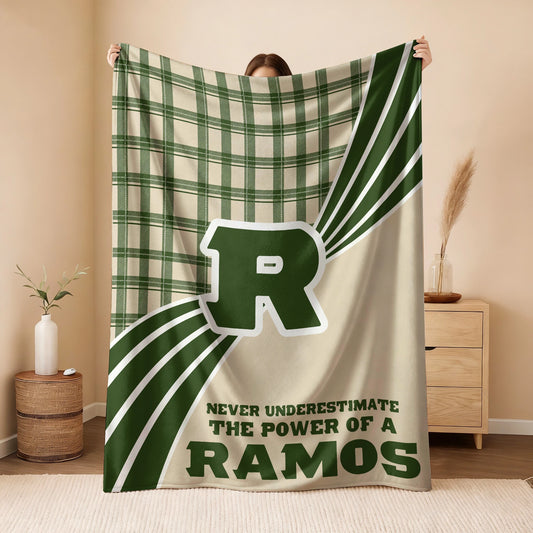 Never Underestimate Your Name Green & Cream Plaid Fleece Blanket RAMOS 13K1 BK50