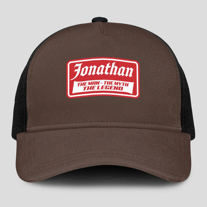 The Man The Myth The Legend Red Logo Brown Mesh Cap JONATHAN 13K1 C203PF