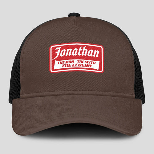 The Man The Myth The Legend Red Logo Brown Mesh Cap JONATHAN 13K1 C203PF