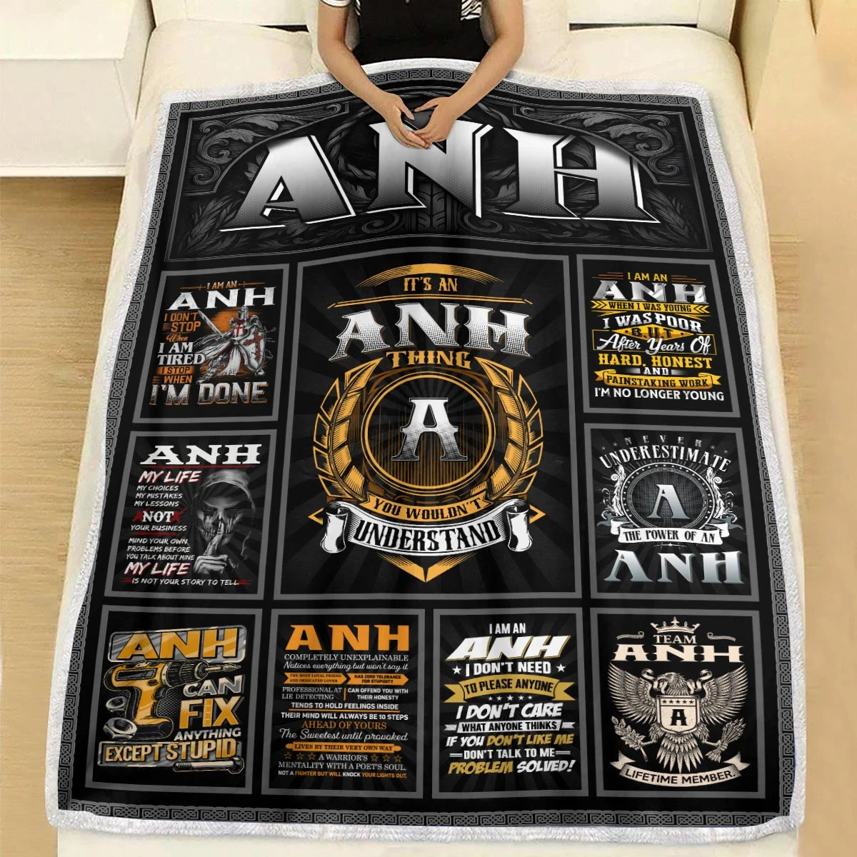 ANH Personalized Blanket | Custom Name Cozy Throw Gift 13K4-BK2