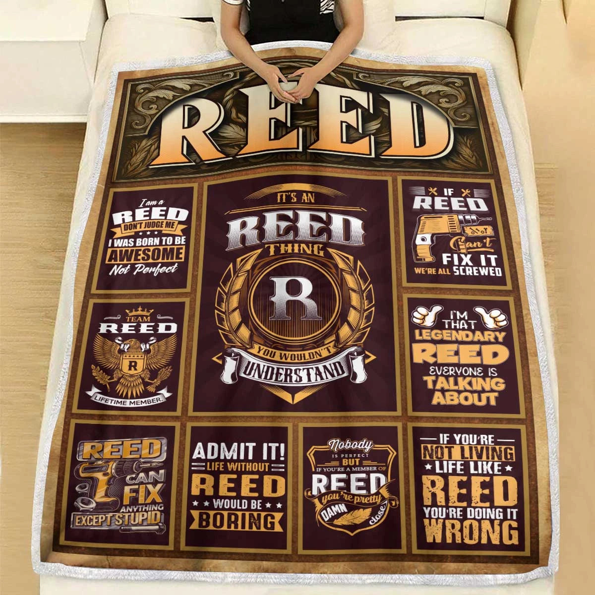 REED Personalized Blanket | Custom Name Cozy Throw Gift 13K1-BK4