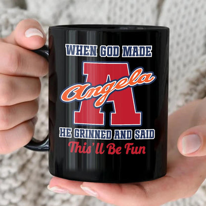 When God Made Your Name Personalized Baseball Mug ANGELA 13K1 MG07