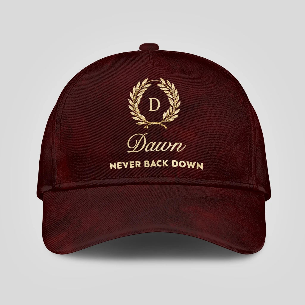Never Back Down Golden Olive Burgundy Cap DAWN 13K1 C177PF