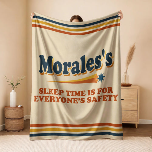Your Name's Sleep Time Funny Retro Fleece Blanket MORALES 13K1 BK67