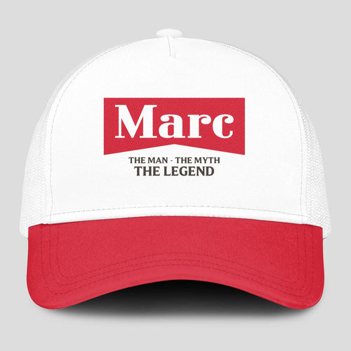 The Man The Myth The Legend Red And White Mesh Cap MARC 13K1 C197PF