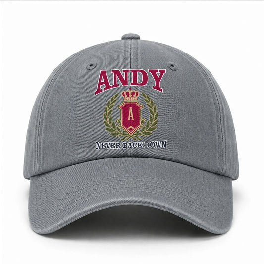 Your Name Never Back Down Royal Washed Cap ANDY 13K1 C77PF