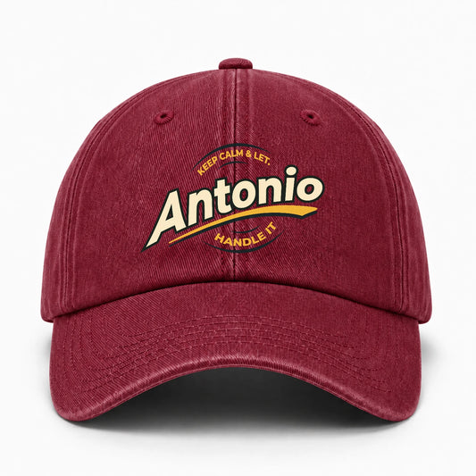 Keep Calm & Let Your Name Handle It Burgundy Washed Cap ANTONIO 13K1 C105PF