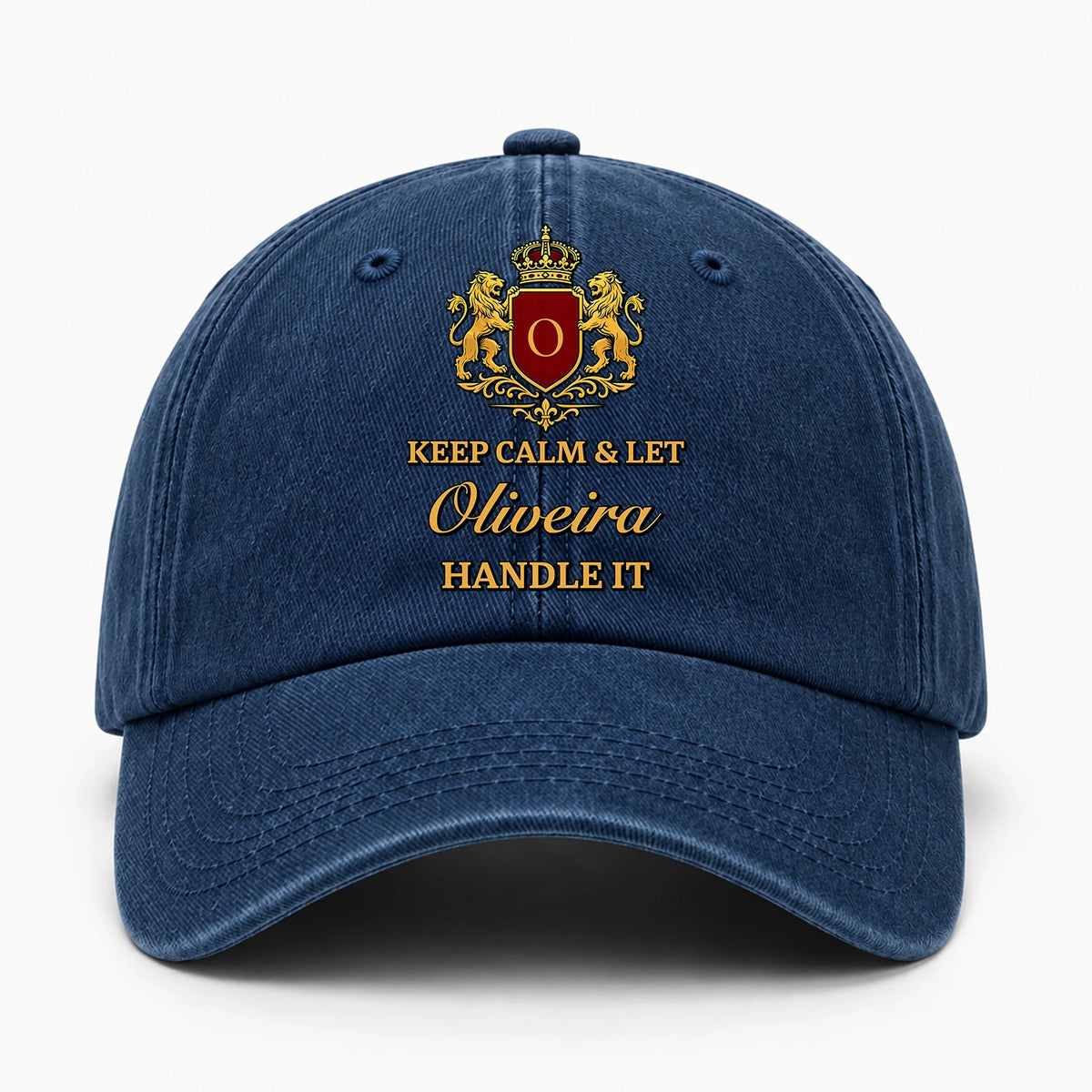 Keep Calm & Let Your Name Handle It Royal Blue Washed Cap OLIVEIRA 13K1 C115PF